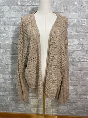 Fat Face Tan Open-Knit Draped Cardigan